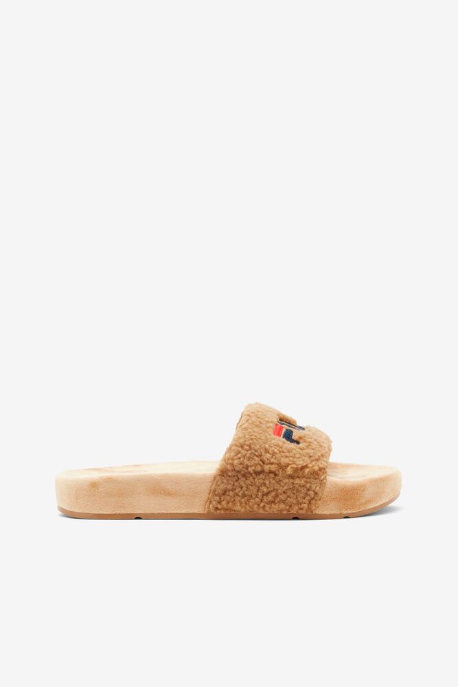 Fila Sandals Fuzzy Drifter Womens Beige - India DCN-968041